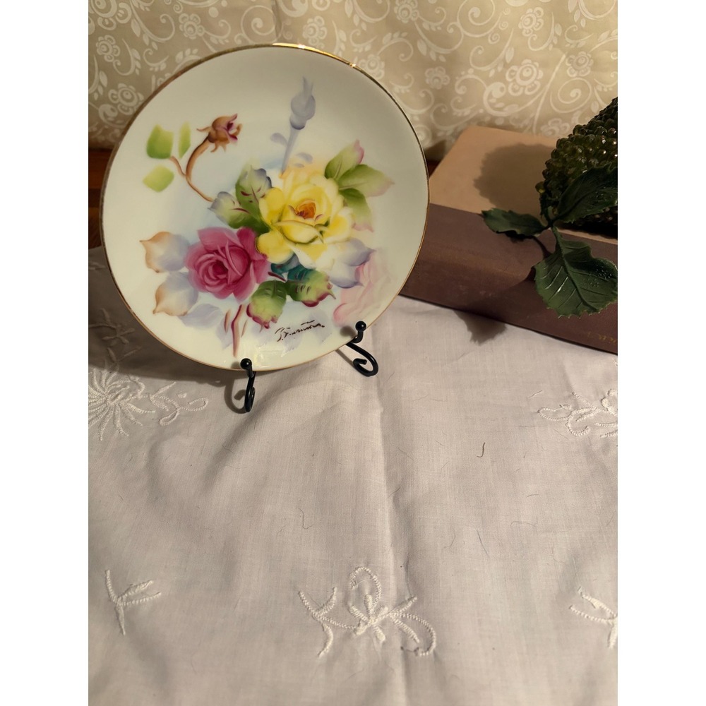 Vintage Japanese Hand Painted Floral Plate-‎ 5.5 inches